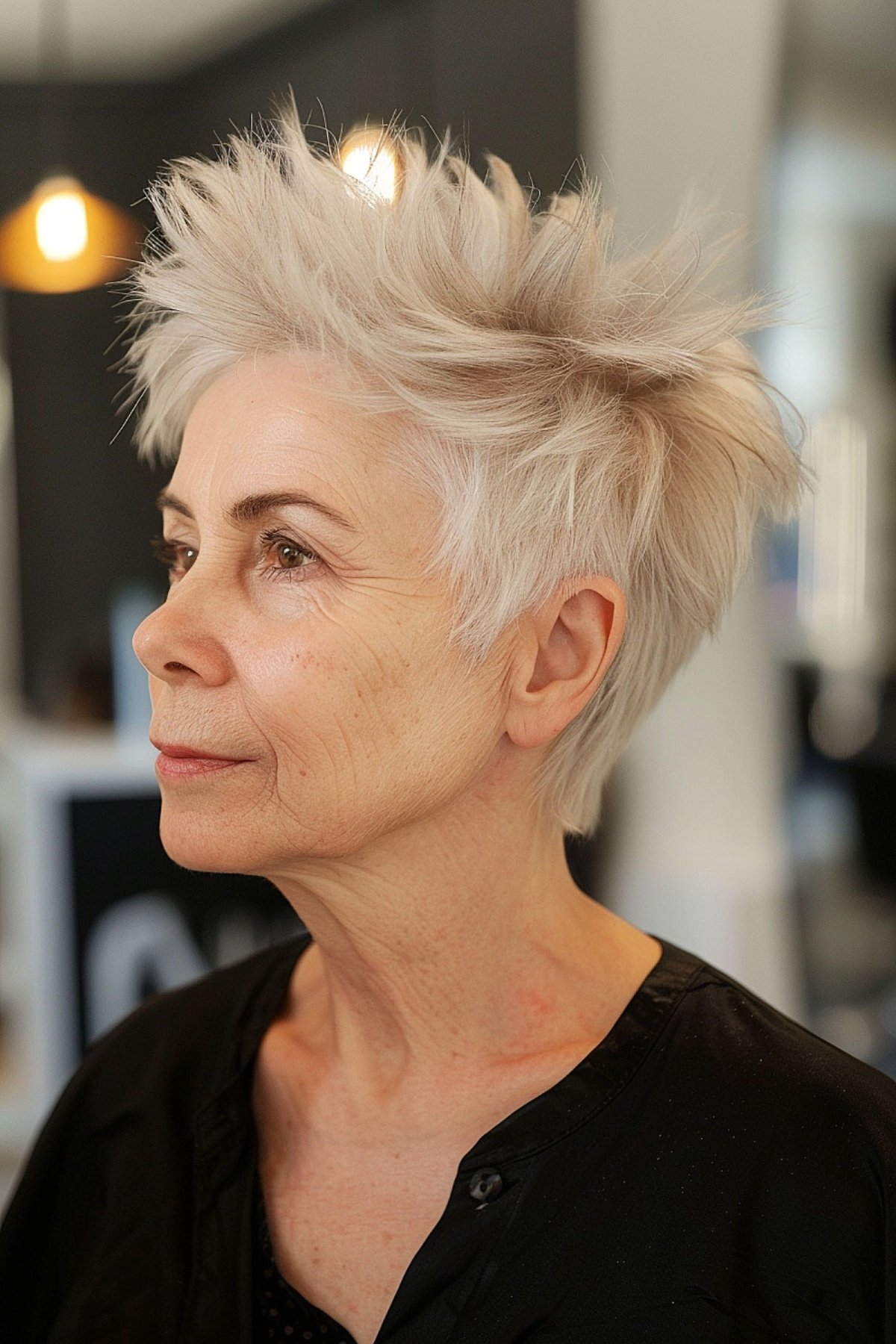 Spiky Pixie Cut for Older Women