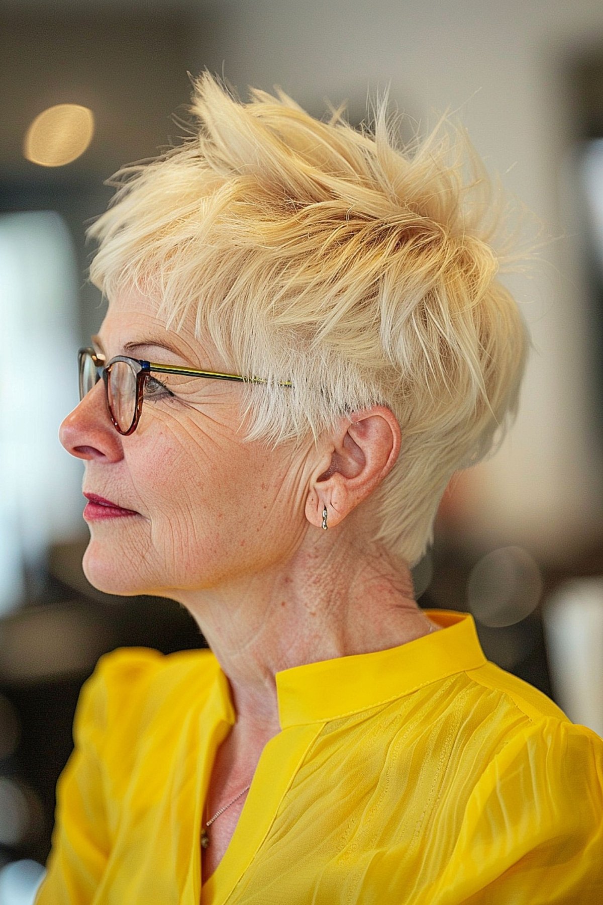 Classy Pixie Cut for Women Over 60 with Glasses