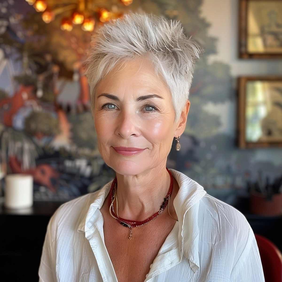 Low-Maintenance Spiky Pixie for 60-Year-Old Women