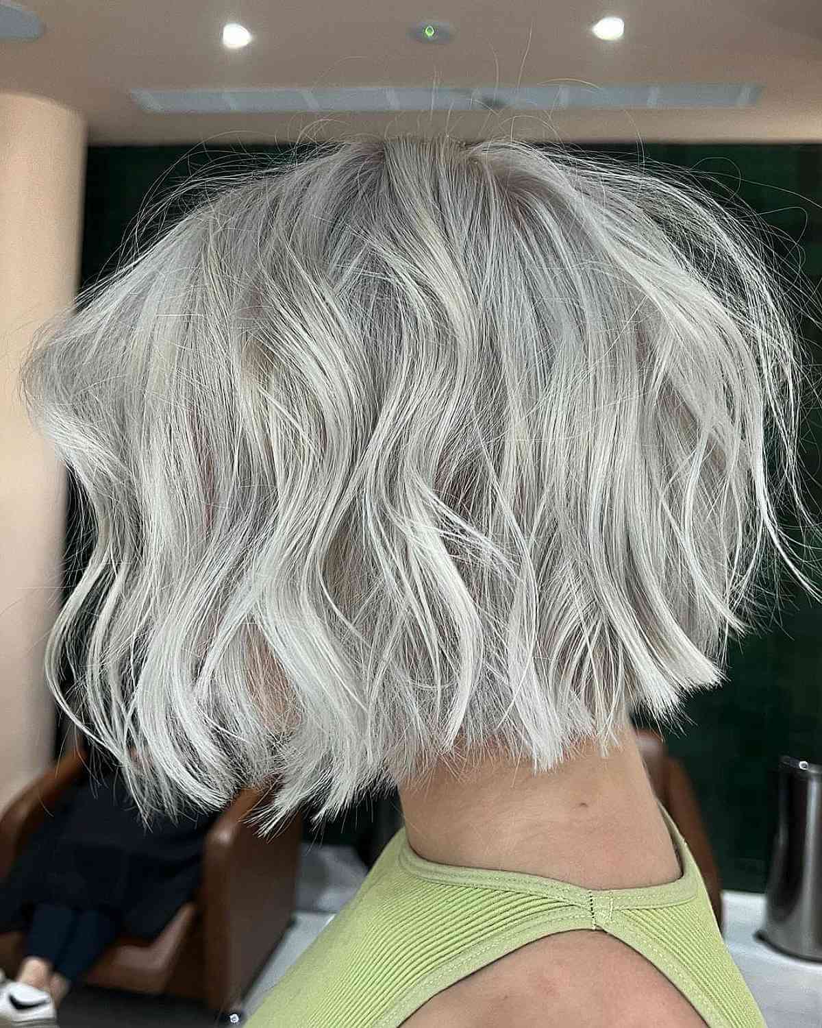 Icy Blonde Textured Bob