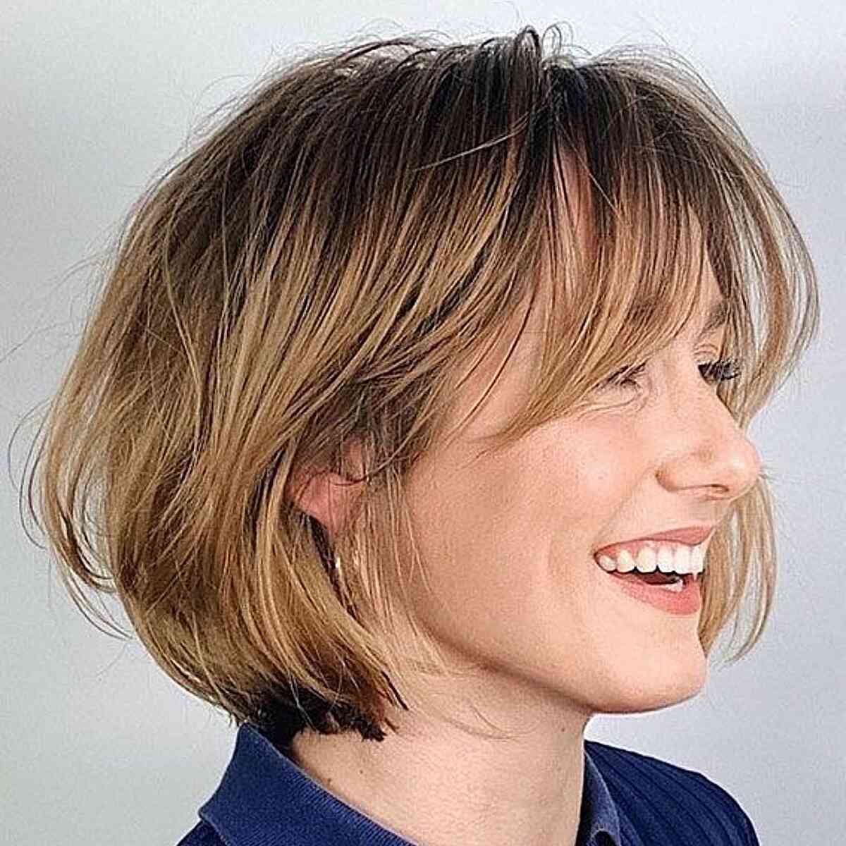 Neck-Grazing Soft Bubble Bob with Long Fringe