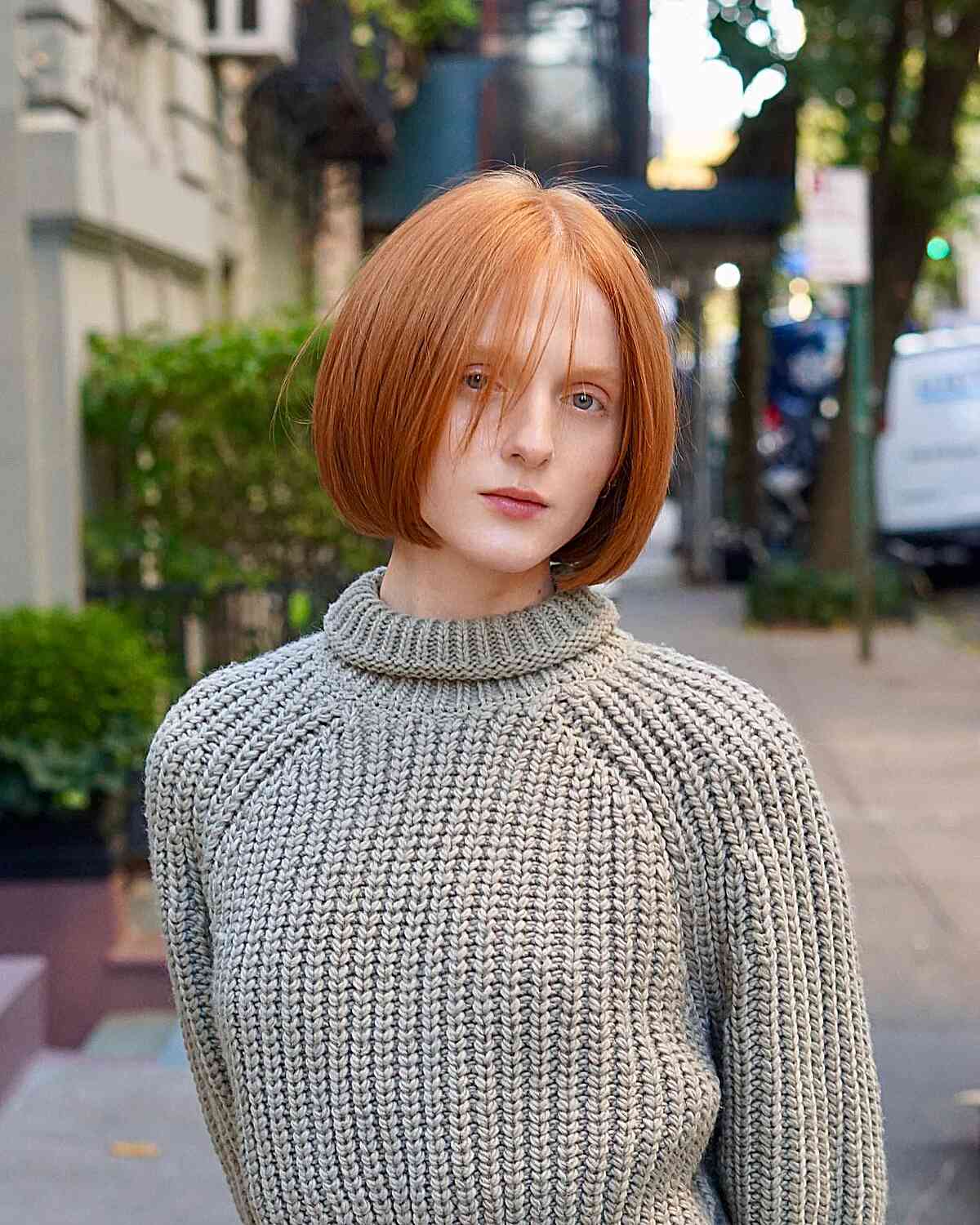 Chin-Length Copper Straight Bubble Bob