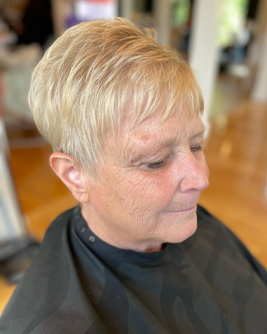 60+ Short Blonde Pixie for Fine Hair