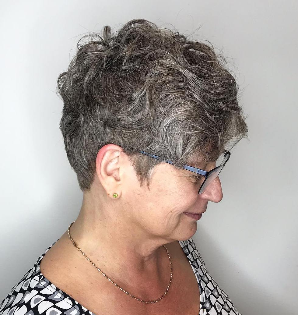 Curly Salt-and Pepper Undercut Hairstyle