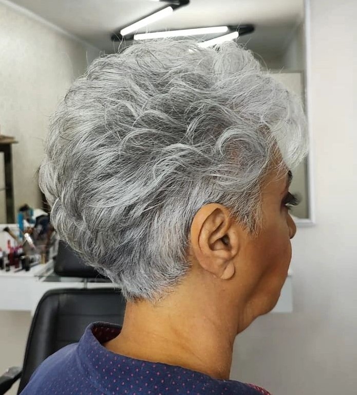 Gray Pixie for Women Over 60 with Thin Hair