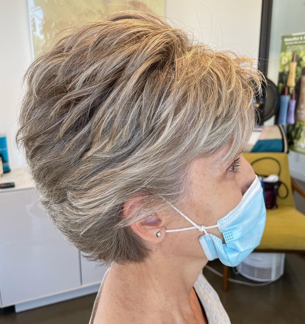 Short Feathered Cut for Older Ladies