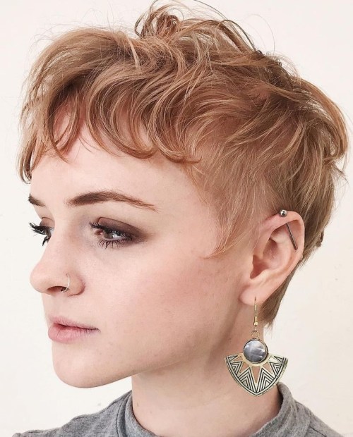 Wavy Honey Blonde Pixie Cut