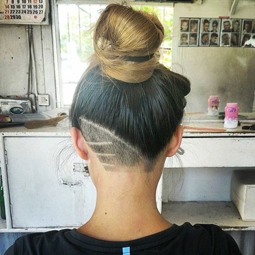 bun with a nape undercut for women