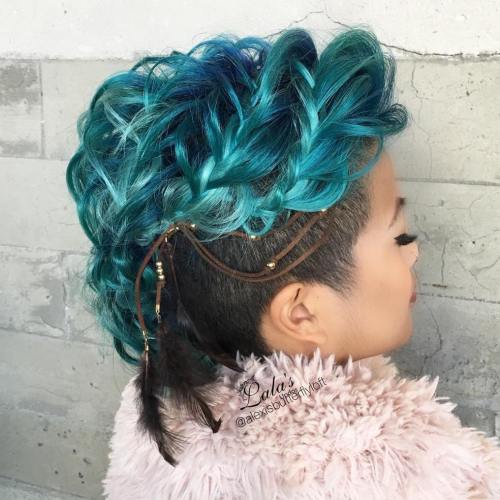 Pastel Blue Braided Undercut Hairstyle