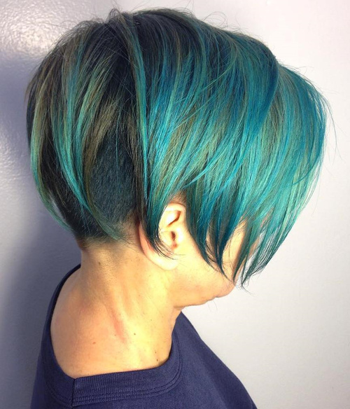 teal bob with back undercut