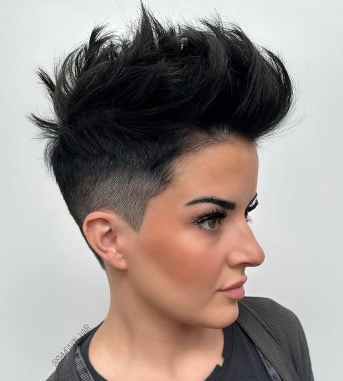 Thick Spiky Pompadour Hairstyle with Undercut