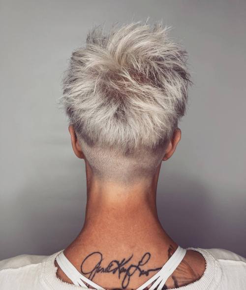 Gray Pixie Shag with Nape Undercut