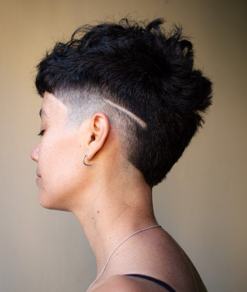 Black Undercut Mohawk with Fade