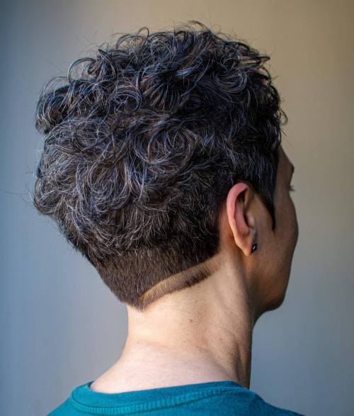 Undercut Pixie for Curly Salt and Pepper Hair