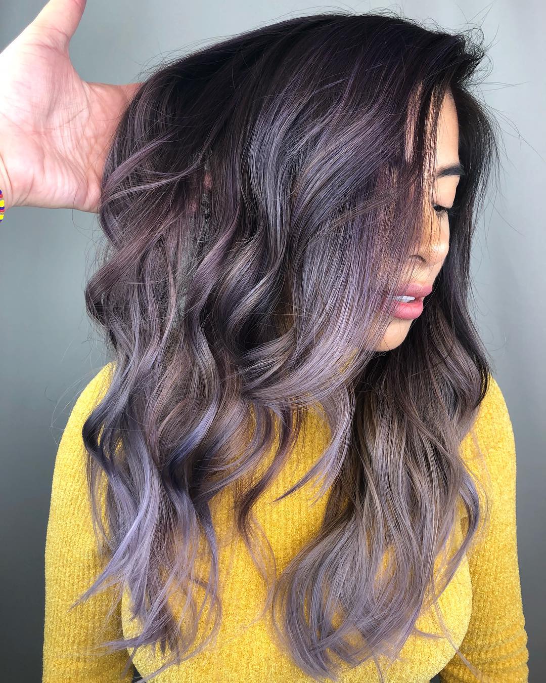 Light Grey Purple Balayage