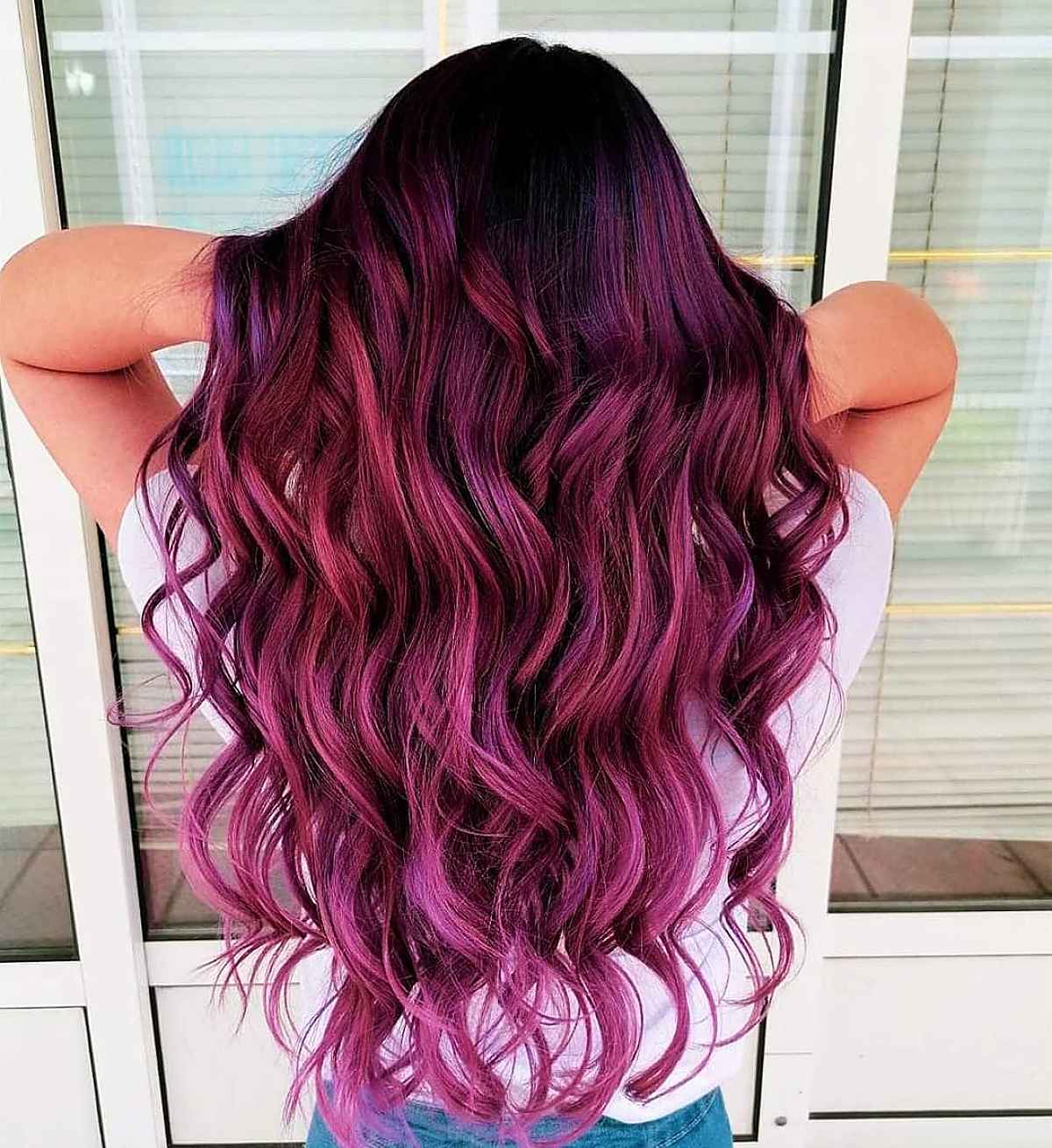 Light red purple balayage