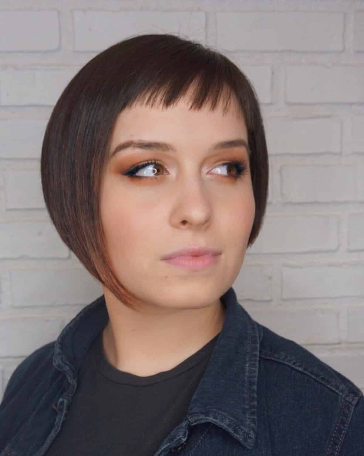 Face-Framing Asymmetrical Bob with Bangs Haircut