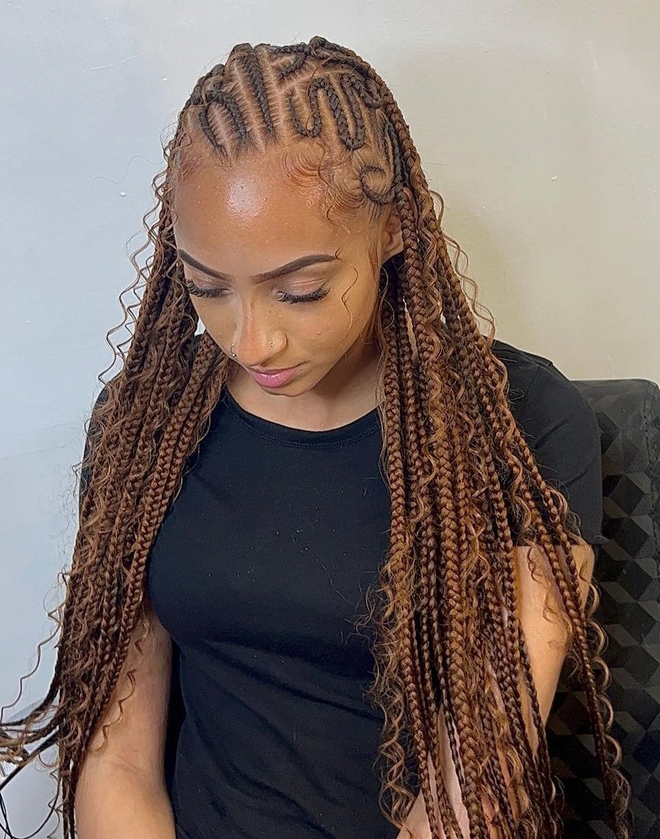 Red Brown Braided Protective Hairstyle