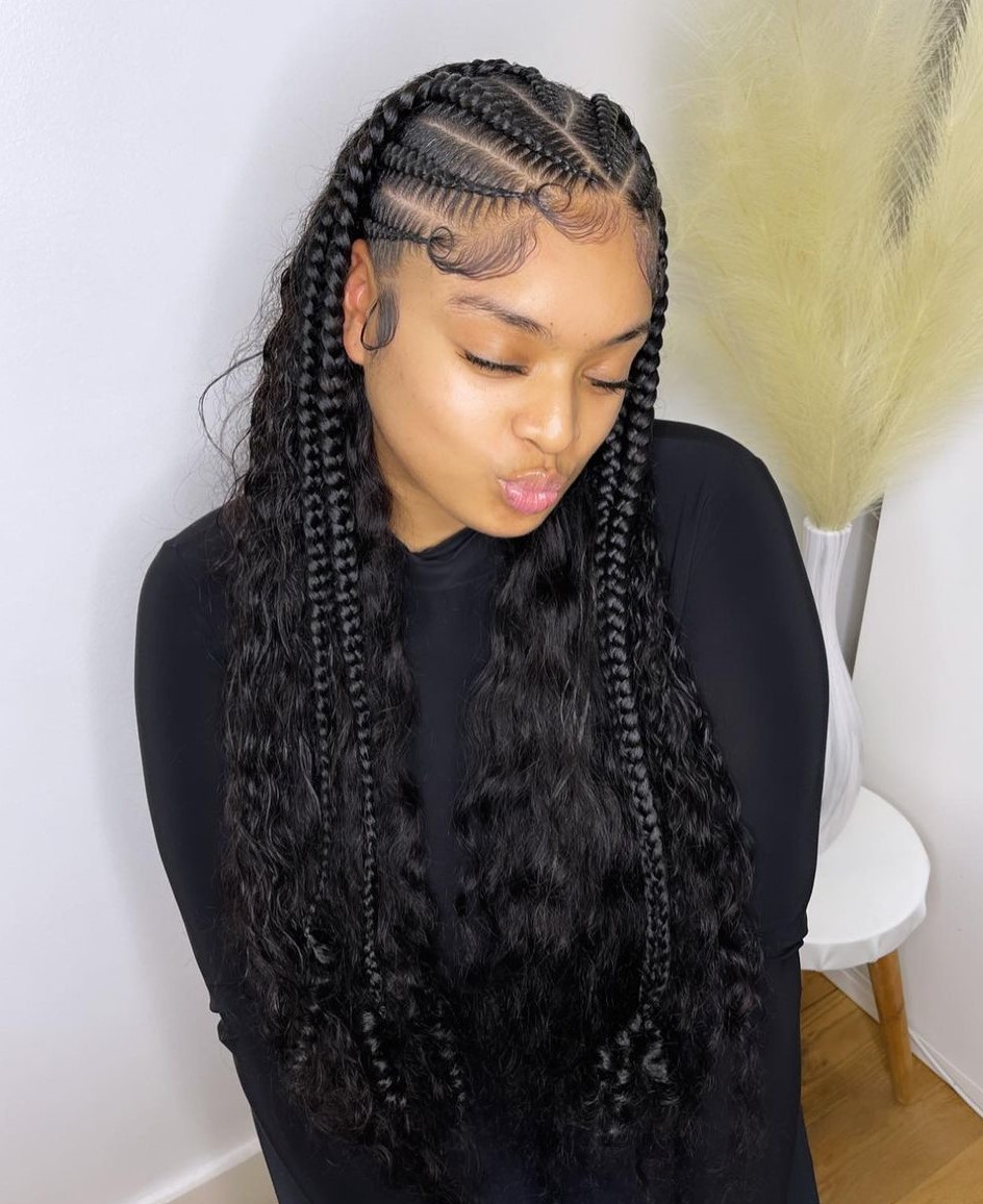 Half Stitch Braids Half Weave Hairstyle