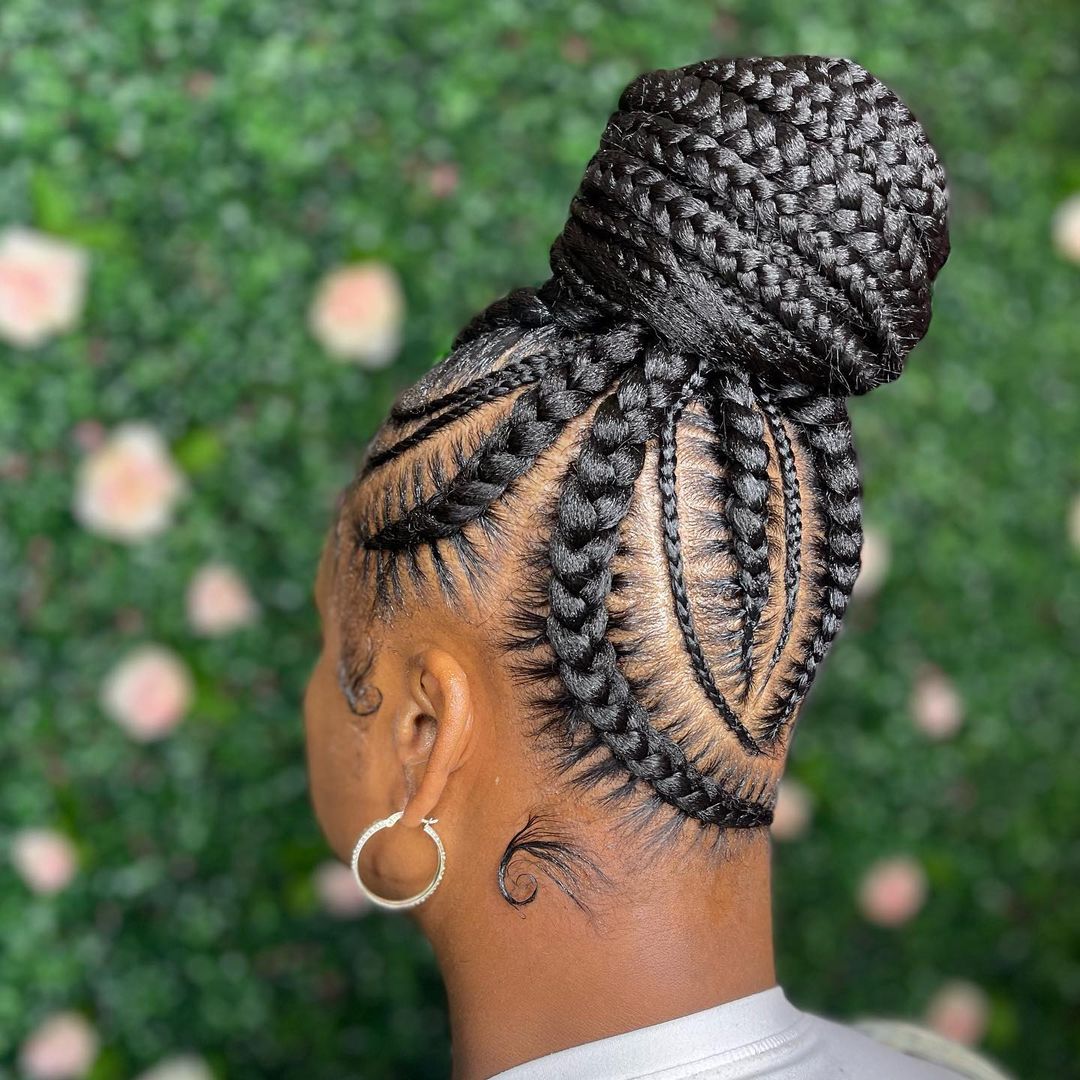 Stitch Braids into High Braided Bun