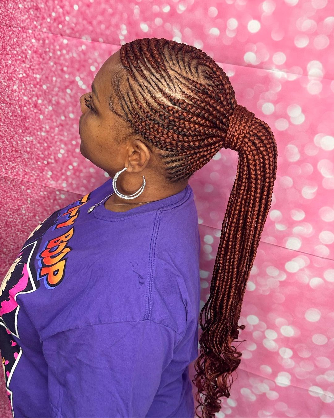 Red Lemonade Braids into a Ponytail