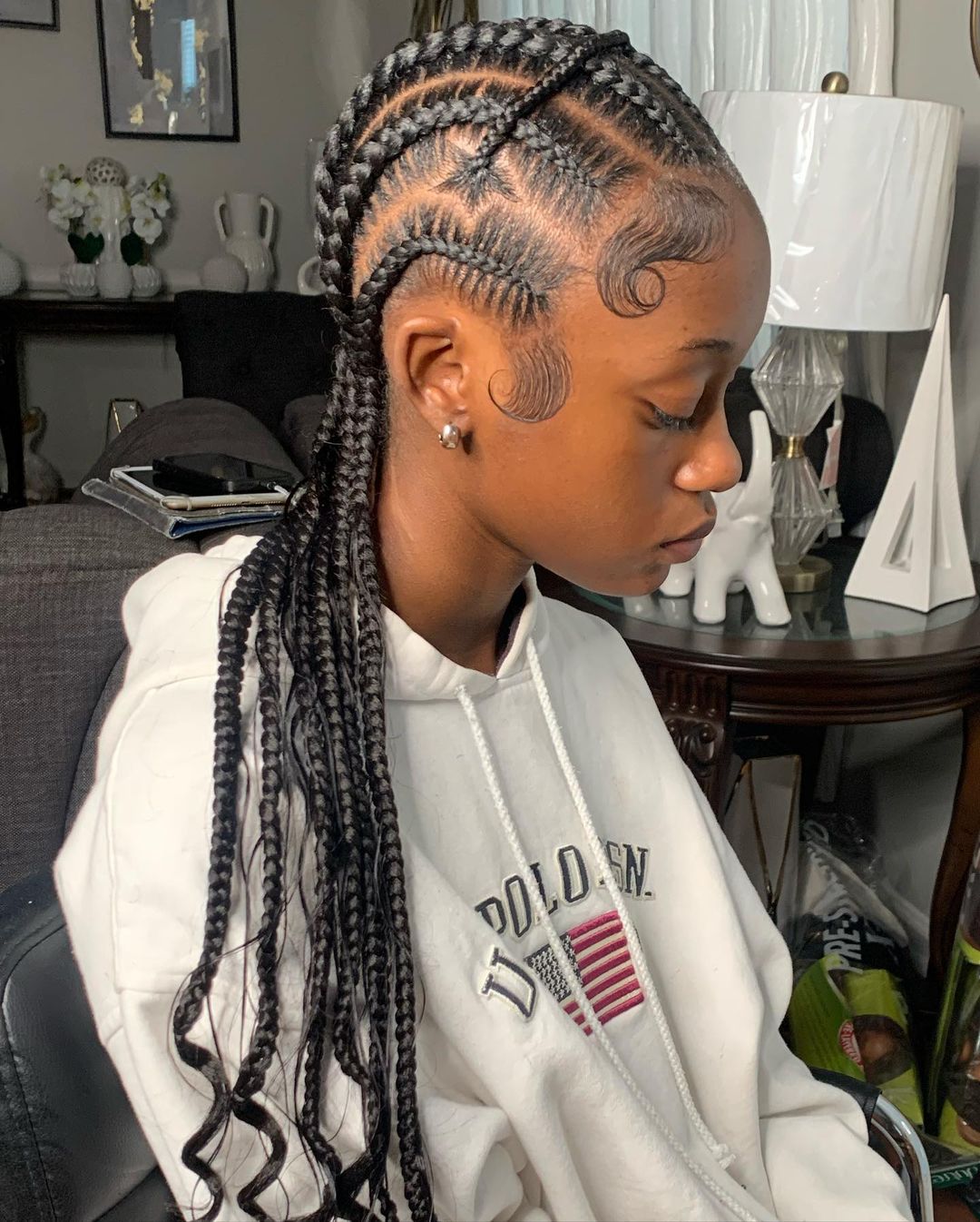 Diagonal Braid with a Star Part for a Fun Twist on Cornrow Style