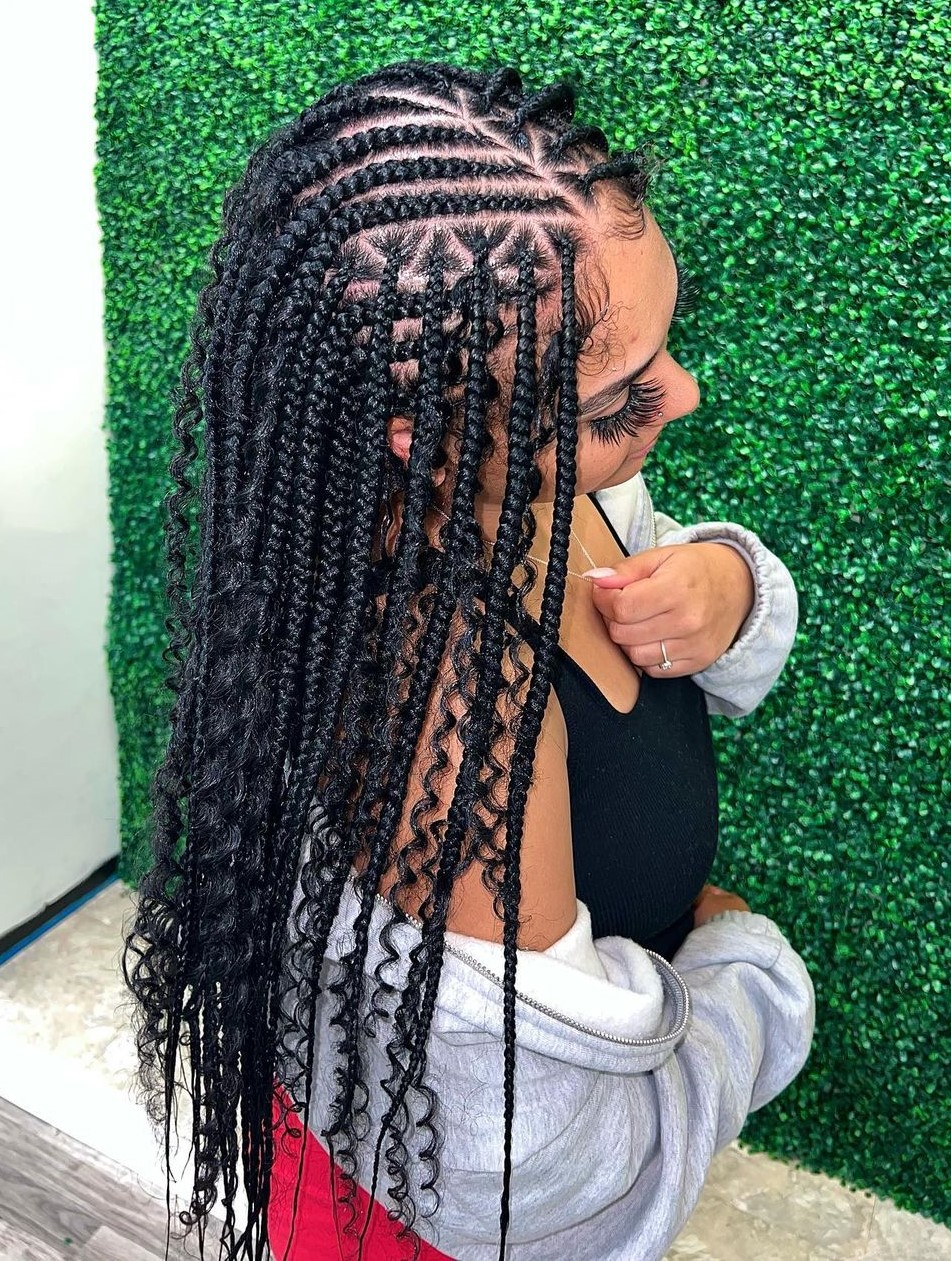 Hairstyle Mixing Cornrow and Box Braid Styles