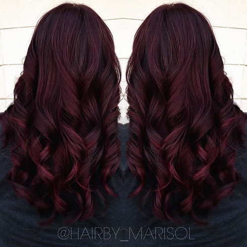 Dark Burgundy Hair with Highlights