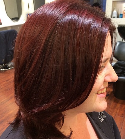 Medium Layered Mahogany Hairstyle