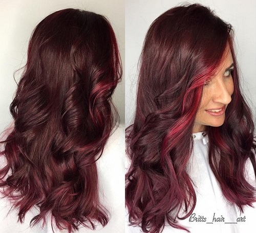 Long Mahogany Hair with Face Framing Balayage