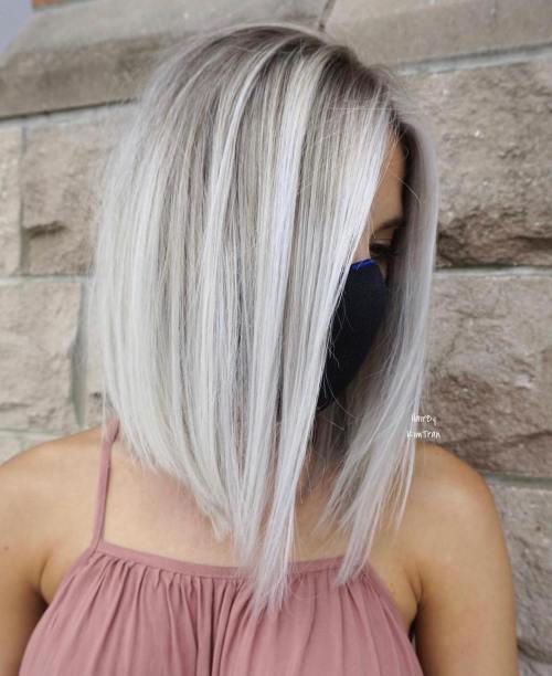 White Blonde Angled Bob