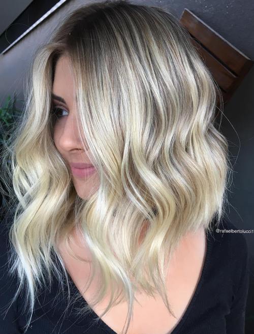 Wavy Blonde Balayage Lob