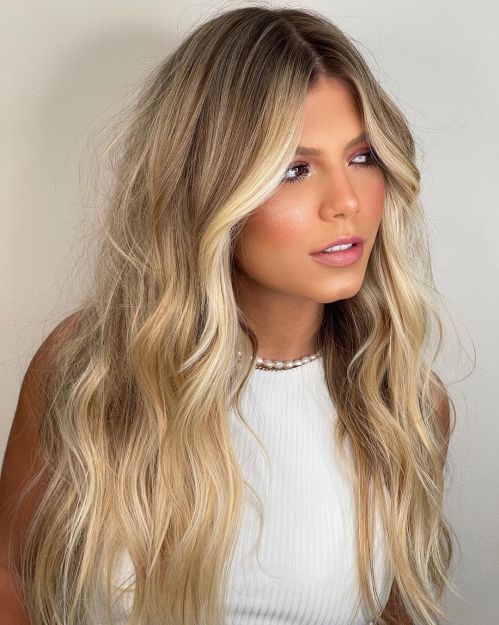 Honey Blonde Balayage with White Facial Framing