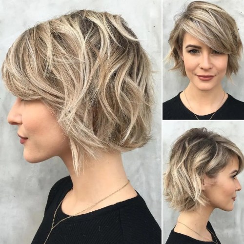 Chin-Length Choppy Brown Blonde Bob