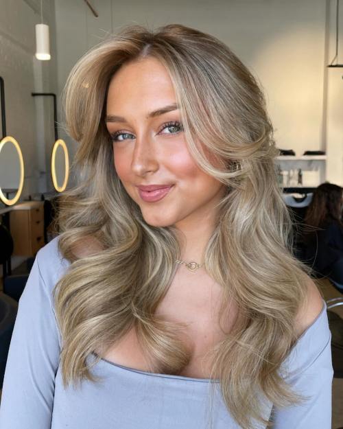 Beige Blonde Balayage with Lowlights