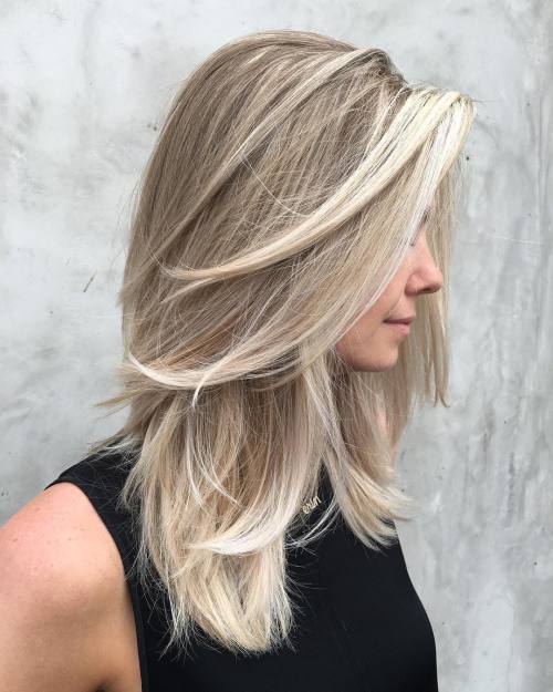 Medium Ash Blonde Balayage Hairstyle