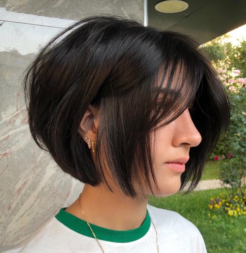 Sleek Jaw-Length Bob Thick Hair