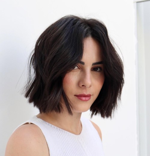 Sliced Brunette Bob for Thick Hair