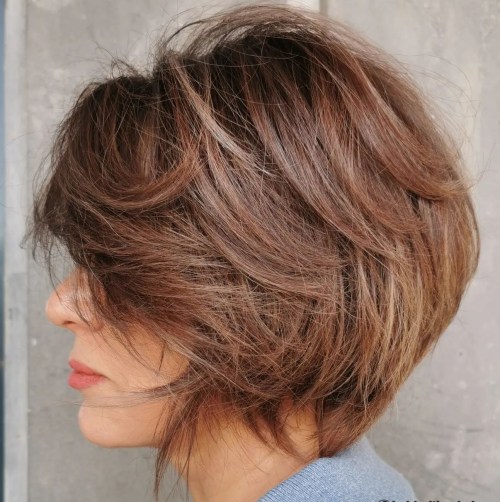 Rounded Shaggy Feathered Bob