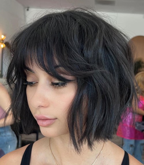 Textured Bob with Feathered Bangs