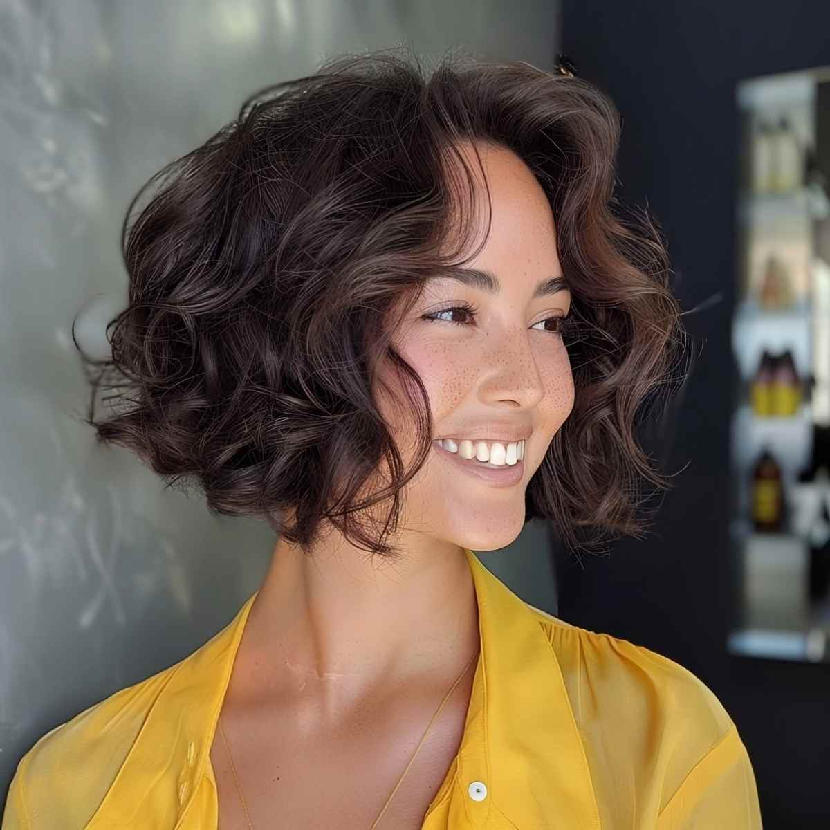 Chin-Length Stacked Curly Bob