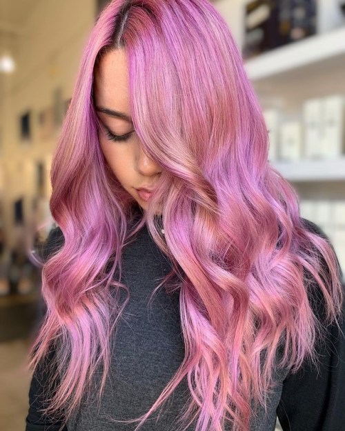 Long Berry Pink Hair