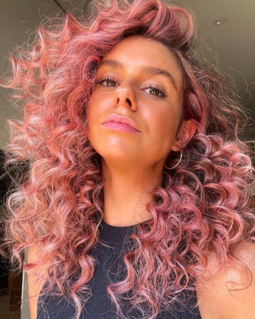 Dimensional Pink Curly Hair