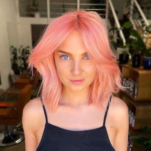 Long Bob Colored Peachy Pink