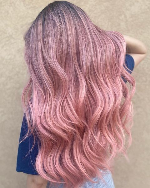 Rose Gold Hair with Shadow Roots