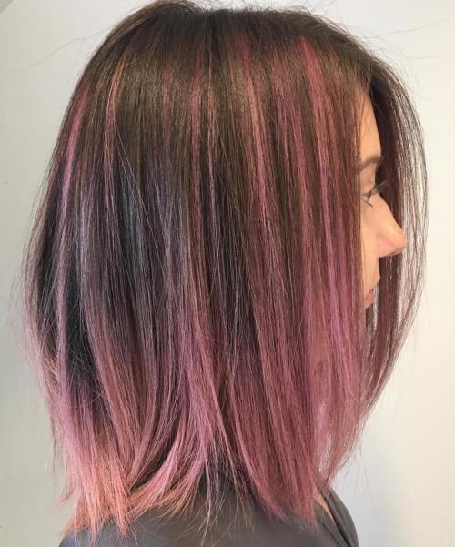 Brown Bob with Pink Balayage Ombre