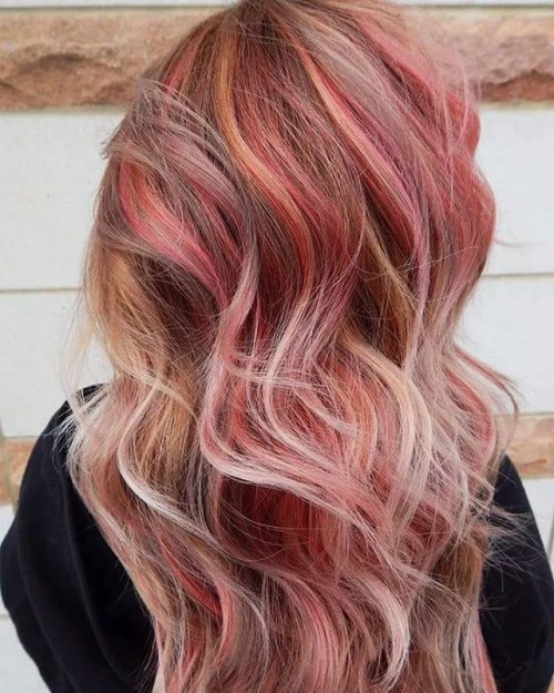 Pink and Blonde Highlights for Brown Hair