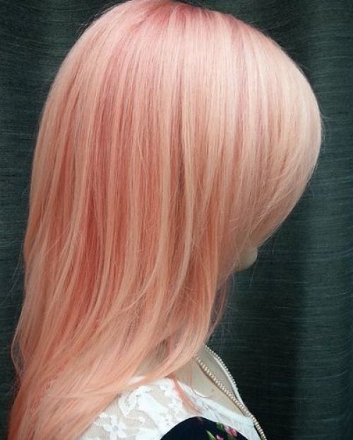 Pastel Peachy Pink Hair with Lowlights