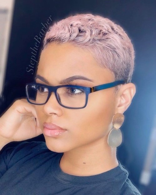 Pastel Pink Short Pixie Cut