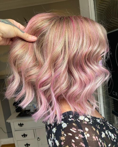 Blonde Bob with Blush Pink Highlights